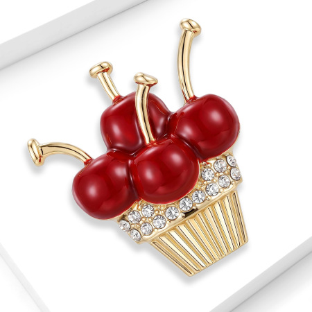 Broches En Métal Et Strass, Motif Cerises Mignonnes, Collection Luxueuse 2