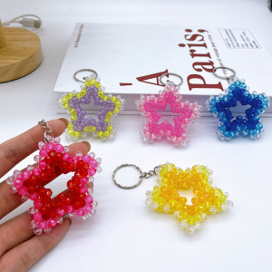 Porte-Clés En Alliage Simple Series Daily Beads, Étoiles Multicolores, Avec Perles Multicolores. h5 Image3