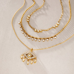 Colliers Pendentifs Pour Femmes En Acier Inoxydable, Couleur Or, Ornés D'Un Zircon Et Ornés D'Un Œil De Diable h5 Image3