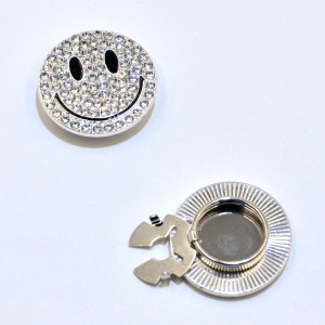 Boutons De Manchette En Métal Strass, Motif Visage Souriant, Collection Luxe h5 Image3