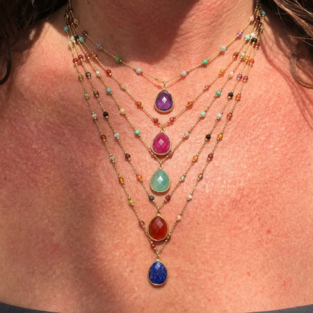 Colliers Pendentifs Pour Femmes En Acier Inoxydable, Pierre Naturelle, Couleur Or, Perles Daily Droplet De La Série Classique 2