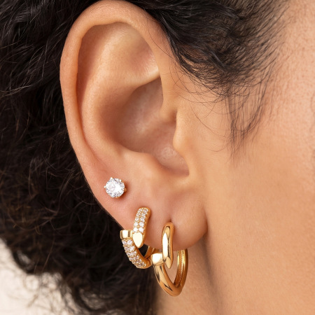 Boucles D'Oreilles Rondes Simple Series Daily, En Acier Inoxydable Étanche, Couleur Or