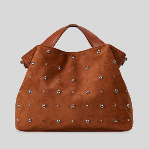 Sac À Main Carré Pour Femme En Daim Uni, Style Décontracté, Orné De Clous Et De Détails Métalliques. h5 