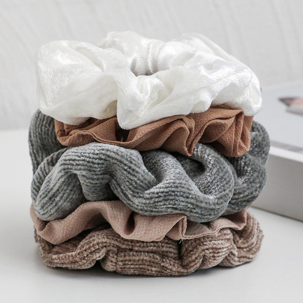 Ensemble De 5 Chouchous En Velours Uni De La Série Simple, Pour Un Usage Quotidien