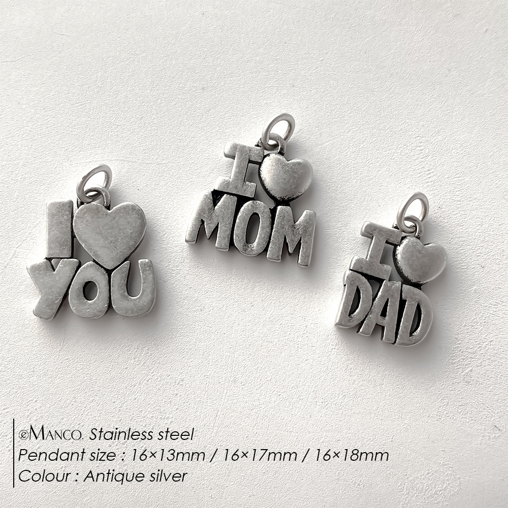 Pendentifs Pour Femmes En Acier Inoxydable Étanches, En Forme De Cœur Et De Lettre, Collection Simple Series Diy Image5