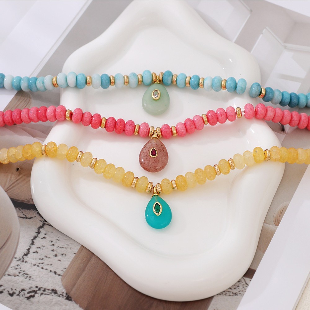 Colliers De Perles Pour Femmes, Collection Romantique « Sweet Droplet », Dégradé De Couleurs, Pierres Naturelles Image3