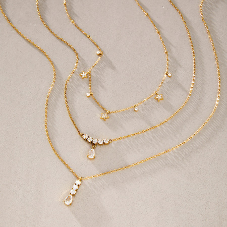 Colliers Pendentifs Pour Femmes En Acier Inoxydable Étanche, Couleur Or, Avec Zircon 2