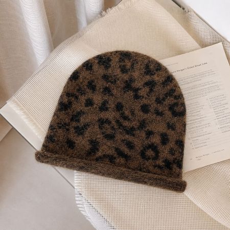 Bonnet En Polyester Imprimé Léopard Rétro De La Série Simple