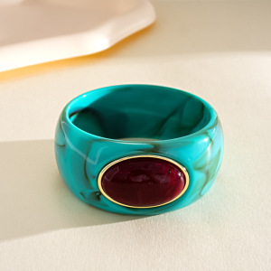Bracelets Pour Femmes En Acrylique, Forme Elliptique, Dégradé De Couleurs, Style Rétro Simple, Collection Simple h5 