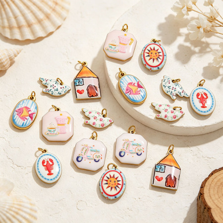 Pendentifs Pour Femmes En Acier Inoxydable, Couleur Or, Forme Elliptique, Style Romantique, À Faire Soi-Même, En Forme De Poisson Irrégulier. Collection À Personnaliser.