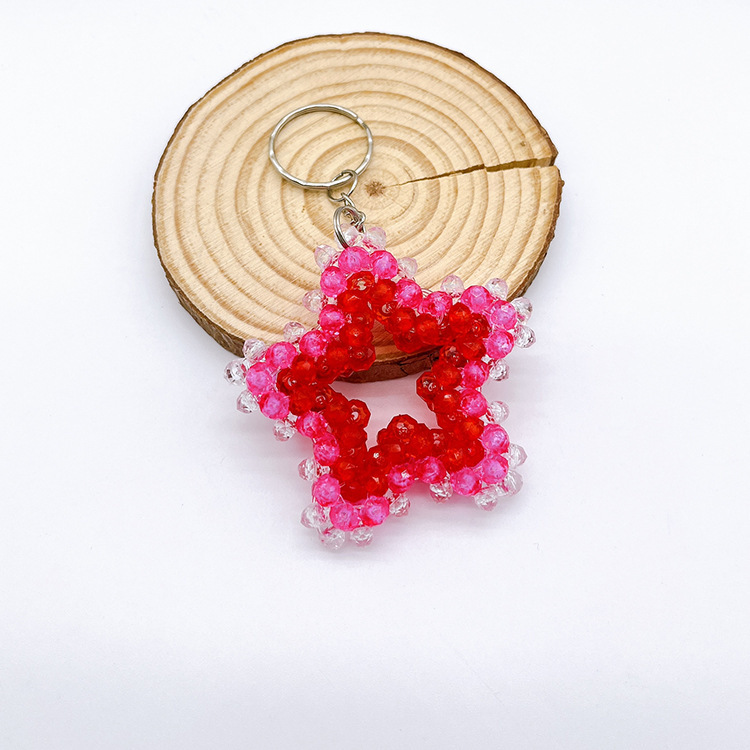Porte-Clés En Alliage Simple Series Daily Beads, Étoiles Multicolores, Avec Perles Multicolores. 