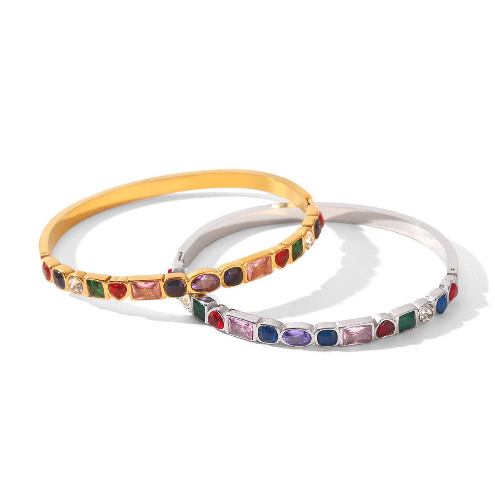 Bracelets Pour Femmes En Acier Inoxydable Imperméable Couleur Or Avec Zircon, Collection De Luxe Image6