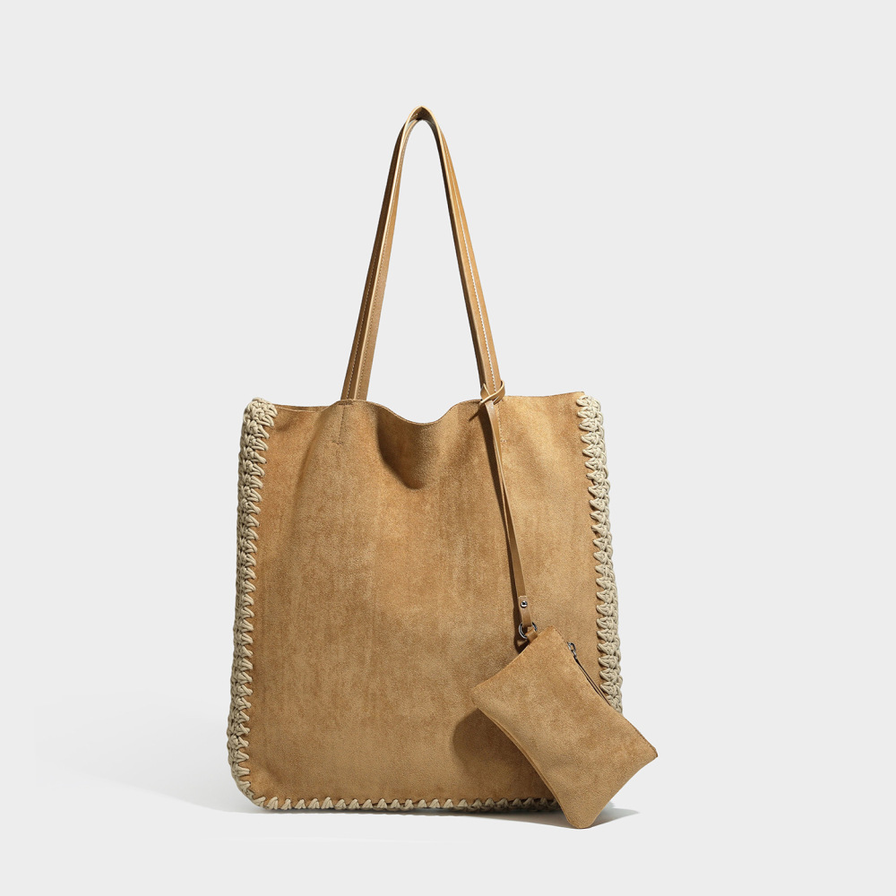 Sacs À Bandoulière Carrés Pour Femmes, Style Décontracté, Couleur Unie, En Daim Tissé h5Image2
