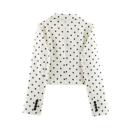 Vestes Et Manteaux Élégants À Pois, Coupe Ajustée Et Boutons 2