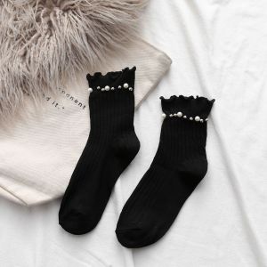 Chaussettes Mi-Mollet Élégantes, Légèrement Rebondissantes, De Couleur Unie, Pour Femmes h5 
