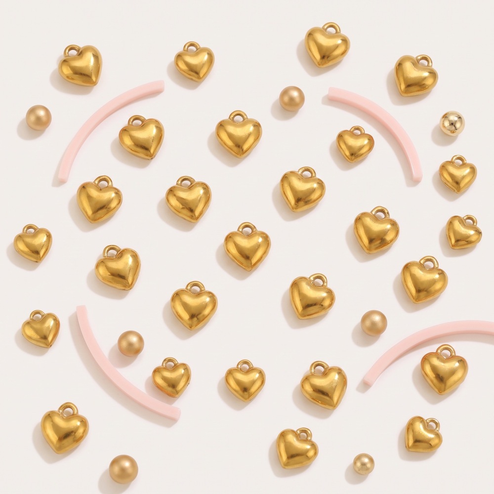 Pendentifs Pour Femmes En Forme De Cœur, Étanches, En Acier Inoxydable, Couleur Or, De La Série Simple À Faire Soi-Même Image2