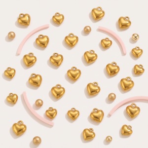 Pendentifs Pour Femmes En Forme De Cœur, Étanches, En Acier Inoxydable, Couleur Or, De La Série Simple À Faire Soi-Même h5 Image2