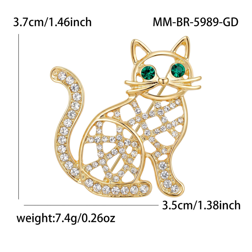 Broches En Métal Et Strass Représentant Un Chat Mignon, Collection Luxueuse