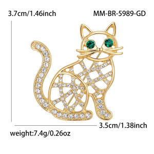 Broches En Métal Et Strass Représentant Un Chat Mignon, Collection Luxueuse h5