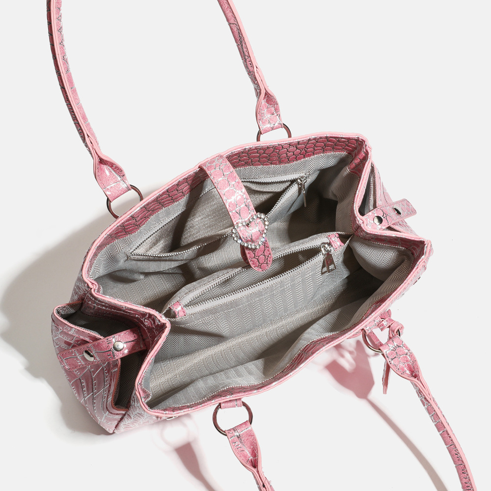Sacs À Main Carrés Pour Femmes En Pu, Style Années 2000, Ornés De Clous En Forme De Cœur Et De Rivets, Couleur Unie. Image4