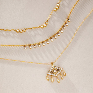 Colliers Pendentifs Pour Femmes En Acier Inoxydable, Couleur Or, Ornés D'Un Zircon Et Ornés D'Un Œil De Diable h5 Image4