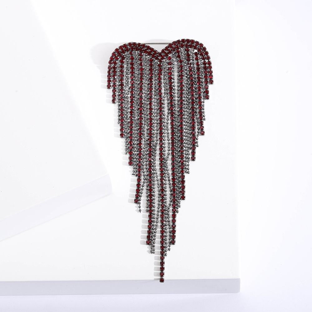 Broches De Luxe Quotidiennes En Forme De Cœur, Couleur Unie, Pompon, Métal Et Strass h5Image4