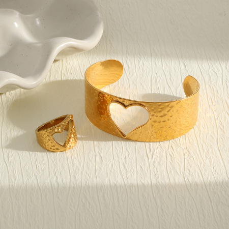 Ensembles De Bracelets Pour Femmes En Acier Inoxydable Imperméable, Motif Marteau En Forme De Cœur