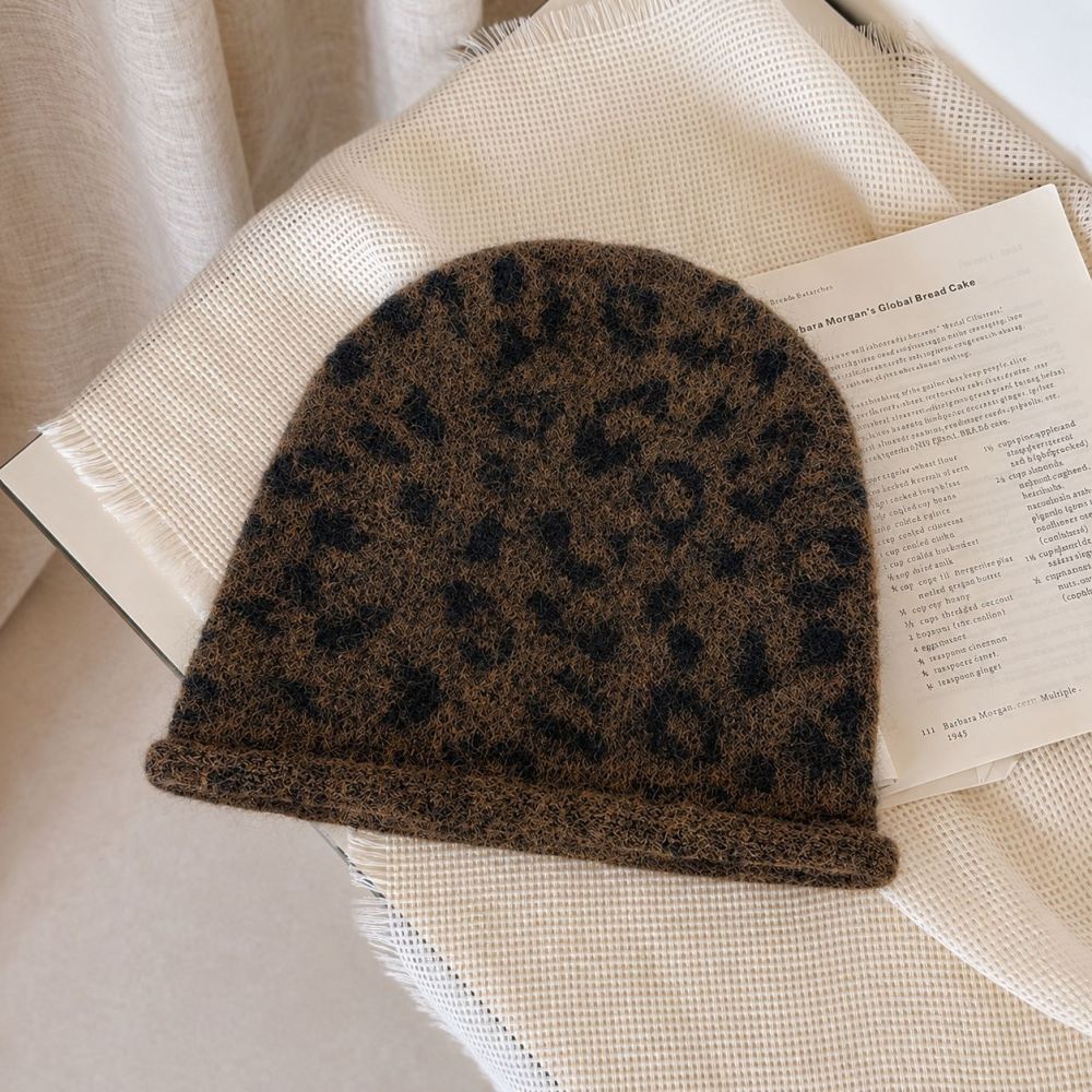 Bonnet En Polyester Imprimé Léopard Rétro De La Série Simple