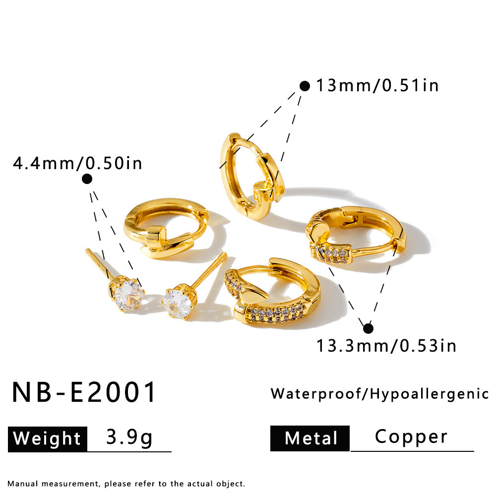 Boucles D'Oreilles Rondes Simple Series Daily, En Acier Inoxydable Étanche, Couleur Or 