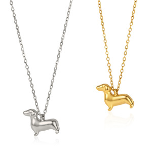 Colliers Pendentifs Pour Femmes En Acier Inoxydable, Couleur Or, En Forme De Teckel h5 Image6