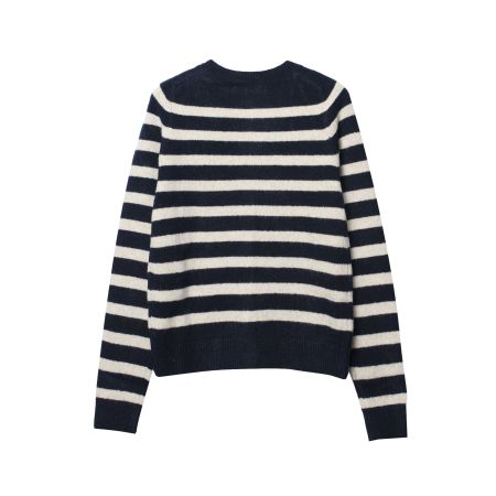 Cardigan Droit À Rayures Décontractées Et Boutons 2