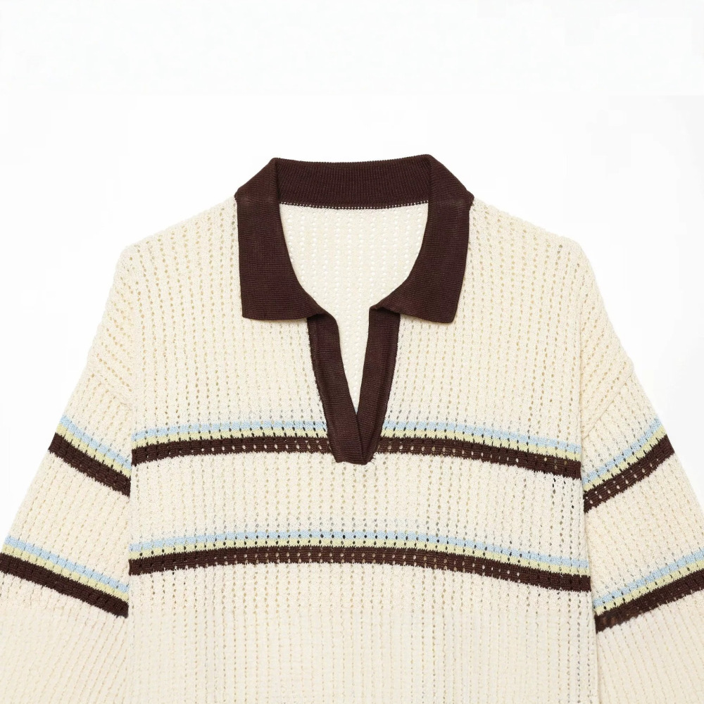 Pull En Maille Classique À Rayures Urbaines/De Bureau h5Image3