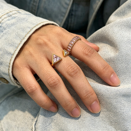 Bagues Pour Femmes En Acier Inoxydable Doré, Étanches, De Forme Irrégulière Et De Couleur Zircon, Ornées De Zircon, Collection Luxueuse.