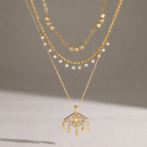 Colliers Pendentifs Pour Femmes En Acier Inoxydable, Couleur Or, Ornés D'Un Zircon Et Ornés D'Un Œil De Diable h5 Image2