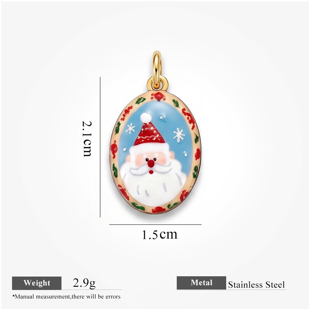 Pendentifs De Noël Classiques À Faire Soi-Même, En Forme D'Ellipse, En Acier Inoxydable Étanche, Couleur Or, Pour Femmes