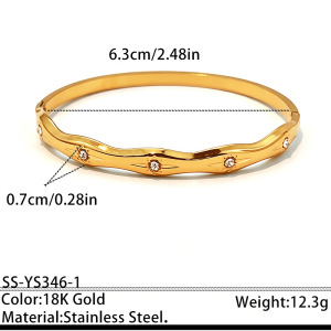 Bracelets Luxueux Rétro À Pois En Acier Inoxydable Étanche Couleur Or h5