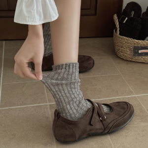 Chaussettes Mi-Mollet Basiques À Léger Rebond Pour Femmes, Couleur Unie h5 Image3