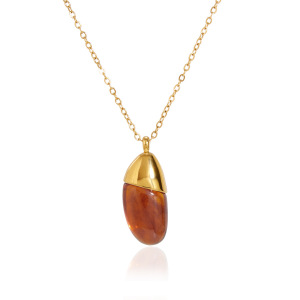 Colliers Pendentifs Pour Femmes, Collection Simple Series Retro Droplet, Dégradé De Couleurs, En Acier Inoxydable Étanche, Couleur Or h5 Image5