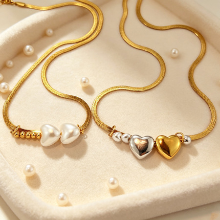 Colliers Pendentifs Pour Femmes, Collection Romantique Rétro En Forme De Cœur, En Acier Inoxydable Étanche, Couleur Or