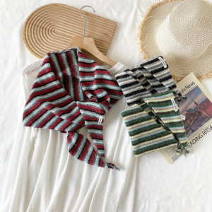Écharpes Pour Femmes Simple Series Casual Stripe En Laine Et Polyester Mélangé h5 Image3