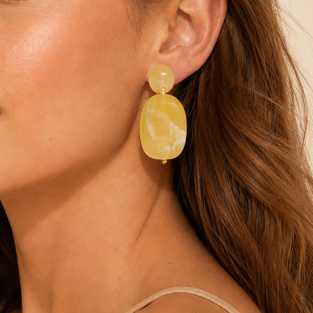 Boucles D'Oreilles Pendantes Pour Femmes, Style Rétro, Forme Irrégulière, Dégradé De Couleurs, En Acier Inoxydable Étanche, Collection Simple Series h5Image3