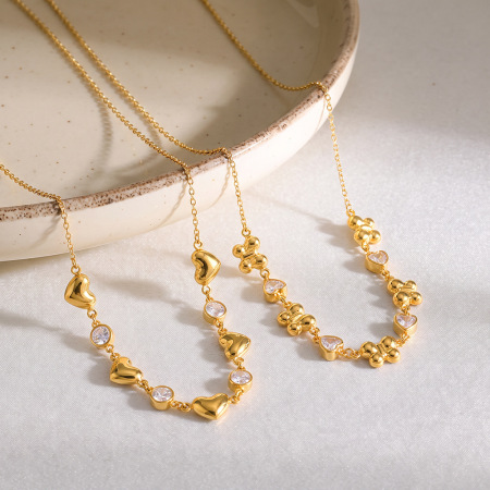 Colliers De Perles Pour Femmes, Collection Romantique, Motif Cœur Et Papillon, En Acier Inoxydable Étanche, Couleur Or 2