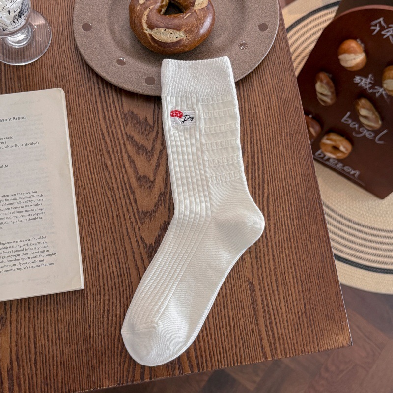 Chaussettes Mi-Mollet Basiques À Léger Rebond Pour Femmes, Couleur Unie