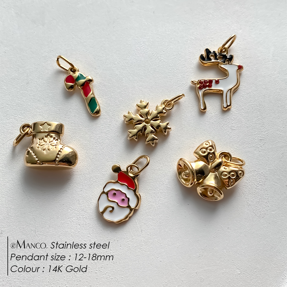 Pendentifs De Noël Classiques À Faire Soi-Même Pour Femmes, En Acier Inoxydable Étanche, Couleur Or Image5