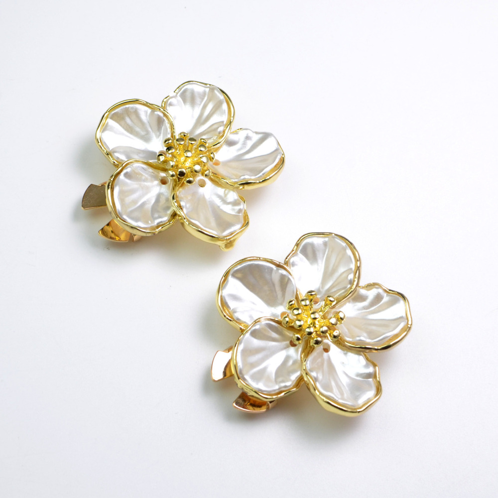 Boutons De Manchette Simple Series Daily Flower En Alliage Et Perles Artificielles h5Image3