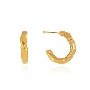 Boucles D'Oreilles Pendantes Pour Femme, Style Rétro, Forme Irrégulière, Motif Martelé, Acier Inoxydable, Couleur Or, Étanches. Collection Simple. h5 Image5