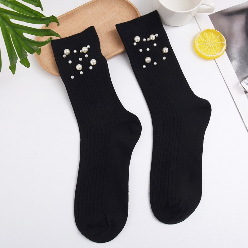 Chaussettes Mi-Mollet Élégantes, Légèrement Rebondissantes, De Couleur Unie, Pour Femmes 