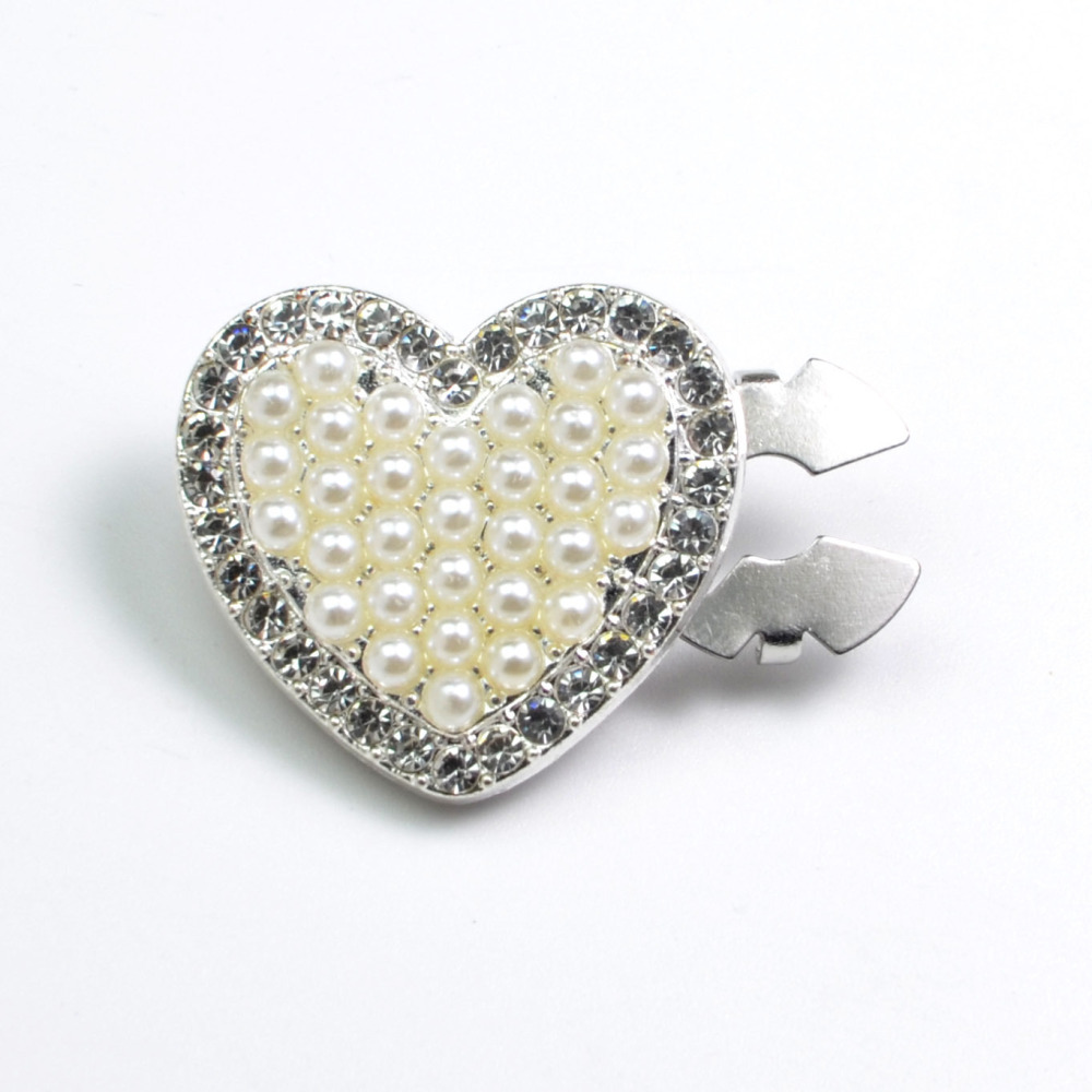 Boutons De Manchette Simple Series Daily Heart En Alliage, Strass Et Perles Artificielles 