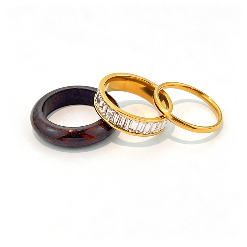 Ensembles De Bagues Romantiques Rétro En Acier Inoxydable Étanche Couleur Or, Forme Irrégulière Image5