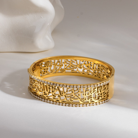 Bracelets Simples Ajourés En Acier Inoxydable Étanche Couleur Or Pour Femmes 2